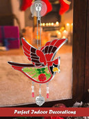 KY&BOSAM Happy Mother`s Day Cardinal Suncatcher Hand-Painted Garden Ornament Hanging Wind Chime with Pressed Flower Cardinal Embedded in Glass Gift for Mom Grandma Mother`s Day Gifts by GreenHaven Gardens