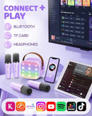 YLL Mini Karaoke Machine for Kids Adults: Portable Loud Speaker with 4 Wireless Microphones -Most Popular Birthday Party Gifts for Girls Boys 3, 4, 5, 6, 7, 8, 9, 10+ Year Old Toys(Purple) by TinyTreasures Baby Boutique
