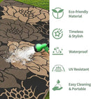 GENIMO Outdoor Rug Waterproof for Patio Decor, 8' x 10' Reversible Plastic Straw Floral Camping Carpet, Large Area Rugs Mats for RV, Camper, Deck, Balcony, Porch, Beach, Picnic, Mix-Black & Brown by CozyNest Decor