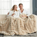Cozy Bliss Faux Fur Throw Blanket for Couch, Fuzzy Soft Plush Thick Bubble Blanket for Sofa Bedroom Living Room, 50 * 60 Inches Beige by CozyNest Decor