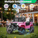 2 Seater Ride On Car Truck with Remote Control XL, Kids 24V Battery Powered Electric Vihicle w/21 in Seat, 3 Speeds, 2WD/4WD Switichable, Shock Absorbers,Bluetooth, Flower, Gift Choice by TinyTreasures Baby Boutique