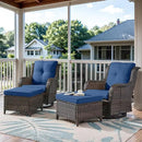 4 Pieces Patio Furniture Sets, Wicker Patio Swivel Glider Chair with Ottomans, Outdoor Furniture Set for Outside Porch, Deck, Balcony, Garden by GreenHaven Gardens