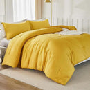 Litanika Mustard Yellow Comforter Set Queen Size, 3 Pieces Lightweight Solid Bedding Comforter Set, All Season Fluffy Bed Set (90x90In Comforter & 2 Pillowcases) by CozyNest Decor