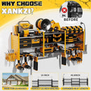 Power Tool Organizer with Charging Station Wall Mount, 3 Layer Expanded Heavy Duty Garage Organization, 48.8 Inch Length Garage Tool Storage, 4 Drill Slot, 16" Standard Hole, Yellow by GreenHaven Gardens