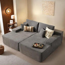 ovios 81" Oversized Sectional Double Lounge Chaise with Cloud Plush Sofa Bed, No Assembly Required, Fluffy Modern Sleeper Loveseat Chair for Indoor Living Room Bedroom Reading, Grey (Corduroy Fabric) by CozyNest Decor