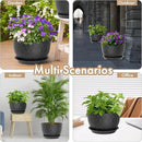 12 Inch Wide Water Ripples Flower Pots for Indoor or Outdoor Plants, Large Plant Pots with Drainage Holes & Saucer, Plastic Planters Set for Garden & Home Decor (Black with White Speckles) by GreenHaven Gardens