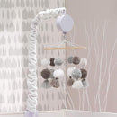 Lambs & Ivy Signature Pom Pom Musical Baby Crib Mobile - White/Gray by TinyTreasures Baby Boutique