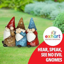 Exhart Garden Gnomes, See No, Hear No, Speak No Evil Garden Gnome Statue, Hand Painted Outdoor Garden Decorations, 12 x 9 Inch by CozyNest Decor