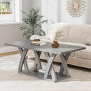 47” Wood Coffee Tables for Living Room Rustic Stands with Storage Shelf Grey Coffee Tables for Living Room Farmhouse Center Stands with Shelf Farmhouse Rectangle Center Table by CozyNest Decor
