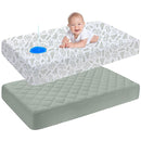 Yoofoss Waterproof Crib Mattress Protector 2 Pack, Quilted Crib Mattress Pad Cover Ultra Soft and Breathable, Machine Washable Toddler Mattress Protector for Standard Baby Crib Size 52''x28'' by TinyTreasures Baby Boutique
