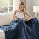 Esterra Chunky Knit Throw Blanket Newly Upgraded Heavy Tighter Version, Handmade Chenille Throw Super Soft, Thick Yarn Cable Knit Crochet Throw Blanket for Couch Bed Sofa, 50"x60", Navy Blue by CozyNest Decor