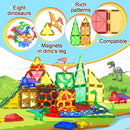 102PCS Dinosaur Toys Magnetic Tiles with 8 Dinosaurs - Jurassic Scenes Dinosaur World Adventure Set, Magnetic Blocks Kids Toys for Boys & Girls Ages 3+, Sensory Toddler Creative Kids Games Gifts by TinyTreasures Baby Boutique