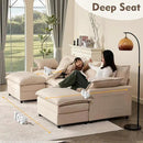 108" U Shaped Couch, Modular Sectional Sofa, 3-Seater Comfy Cloud Couch with Movable Ottoman, Deep Seat Couches for Living Room, Linen, Beige by CozyNest Decor