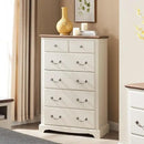 T4TREAM 6 Drawers Dresser Chests for Bedroom, 48" Tall Rustic Chset of Drawers, Wood Dressers Organizer for Bedroom, Living Room,Hallway, Antique White by CozyNest Decor