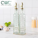 COOK WITH COLOR Glass Olive Oil Bottle Dispenser - 2 Pack- 17oz Oil and Vinegar Cruet - Olive Oil Carafe Decanter for Kitchen by CozyNest Decor