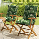 LVTXIII Outdoor Seat/Back Chair Cushion Patio Tufted High Back Cushion, Seasonal Replacement Rocking Chair Cushion with Ties (22” W x 20D”, Set of 2, Swaying Palms Green) by GreenHaven Gardens