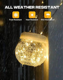 Solar Lantern Solar Lights Outdoor Waterproof 2-Pack, Solar Powered Hanging Lights Cracked Glass Hanging Globes for Christmas Decoration, Shepherd Hook, Garden Tree Ornaments, White Cap, Warm White by GreenHaven Gardens