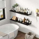 12 Inch Deep Floating Shelves, Black Floating Shelves 48W x 12D, Deep Wall Shelves Bracket Set of 2, Large Display Hanging Floating Shelf for Bathroom, Living Room, Wide Storage Wooden Wall Shelf by CozyNest Decor
