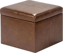 Adeco Storage Ottoman Foot Rest Stool, Leather Ottoman Footstool with Hinged Lid, 17" Small Foot Stool Bench for Living Room, Bedroom by CozyNest Decor