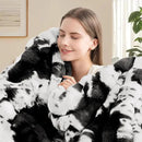 Touchat Cow Print Blanket for Couch, Faux Fur Throw Blanket, Super Heavy Warm Cozy Blankets for Bed Sofa, Bubble Plush Fuzzy Soft Mink Blanket for Living Room Bedroom, Cow Black by CozyNest Decor