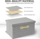 Enzk&Unity Decorative Storage Boxes with Lids, 3 Pack Grey Fabric Storage Bins with Handle, Foldbale and Stackable Storage Boxes for Shelf, Closet, Bedroom, Living Room