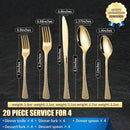 Hammered Gold Silverware Set,20 Piece Modern Flatware Set Service for 4,Mirror Polished Stainless Steel Cutlery Set Utensil Set Tableware Set,Kitchen Knives Forks Spoons Set,Dishwasher Safe by CozyNest Decor