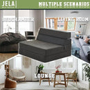 jela Foldable Sofa Bed Soft Foam Convertible Sleeper Chair Luxury Miss Fabric Fold Out Chair Bed Floor Couch with Back Support Floor Sofa for Living Room Bedroom (Twin,Dark Gray) by CozyNest Decor