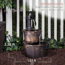 Alpine Corporation - Outdoor Rustic 2-Tiered Barrel and Pump Water Fountain – Bronze Finish, Relaxing Water Flow, Ideal for Garden, Patio, & Yard Décor, 27"H by GreenHaven Gardens