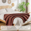 Chunky Knit Blanket Throw, 100% Hand Knit Throw Blanket Handmade Chenille Cable Knit Throw for Couch, Stylish Cozy Soft Rope Knot Crochet Blanket for Home Decor, Copper Brown, 60x80 Inches by CozyNest Decor