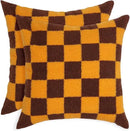 Alysheer Checkered Embroidered Decorative Throw Pillow Covers 18"x 18" Set of 2, Farmhouse Maillard Orange Brown Plaid Tufted Patterned Cotton Canvas Cushion Case for Sofa Couch Bed Living Room by CozyNest Decor