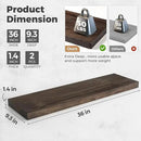 RICHFOCUS Elm Floating Shelves for Wall - 36" W x 9.3" D Rustic Solid Wood Shelves with Invisible Bracket, Wall-Mounted for Living Room, Bedroom, Kitchen Storage & Display, Set of 2, Walnut by CozyNest Decor