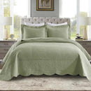 MarCielo 3-Piece 100% Cotton Oversized Bedspread Lightweight Quilt Coverlet Embroidery Farmhouse Bedding Set (TG Pale Green, Oversized Queen (100"x106")) by CozyNest Decor