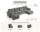 Oversized Modular Sofa Comfy Cloud Couch with Storage, Extra Deep Plush Sectional Sofa Set for Living Room, Covers Washable, Chenille, Olar (Grey, 6-Seater with 2 Ottomans, u-Shaped) by CozyNest Decor