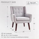 HUIMO Button-Tufted Accent Chairs Set of 2,Upholstered Reading Living Room Chair,Mid Century Modern Chair with Linen Fabric, Club Chair,Comfy Arm Chairs for Living Room,Bedroom,Light Grey by CozyNest Decor
