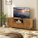 63" Fluted TV Stand for Tvs up to 70", Mid-Century Modern Entertainment Center with Drawers and Fluted Doors, Curved TV Media Console Table with Sliding Doors for Living Room, Bedroom (63") by CozyNest Decor