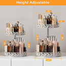 2 Tier Lazy Susan Organizer Turntable Adjustable,12 Inch Two Tier Lazy Susan Metal Easy Assembly Cleaning, Rotating Spice Rack Organizer for Cabinet Dining Table Kitchen Countertop White by CozyNest Decor