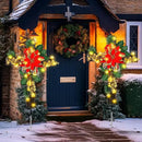 Ganeen 2 Pcs Solar Stake Christmas Outdoor Decorations Christmas Yard Stake Decor LED Lights Cemetery Grave Cross Poinsettia Decor for Holiday Garden Pathway Lights (Poinsettia) by GreenHaven Gardens