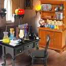 Rileryan 54 Pcs 1:12 Scale Magic Witchy House Kit Miniature Furnitures Accessories Mini Wooden Bookshelf Bookcase 30 Mini Books Desk Chair Halloween Decoration by CozyNest Decor