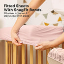 Waterproof Crib Mattress Protector Cover Fitted - 2-Pack Quiet Baby Crib Mattress Pad Sheets, 52" x 28" Soft Quilted Cotton Baby Sheet, Machine Washable, Easy Fit, Durable (Mist Rose/Quin) by TinyTreasures Baby Boutique