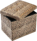 ALASDO Ottoman Storage Ottoman Footrest Stool Small Ottoman with Storage Foldable Ottoman Foot Rest Footstool Bench for Living Room 17x13x13inches Leopard Print by CozyNest Decor