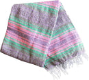 Del Mex Classic Mexican Blanket, Large Authentic Woven Falsa Throw (70"x50"), Artisan Southwest Décor for Beach, Yoga, Outdoors (Mint/Pink/Gray) by CozyNest Decor