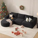Modular Sectional Sofa with L-Shape Chaise,Cloud Sectional Modern Sleeper Couch with Deep Seat,Sponge Compression Sofas No Assembly Required (Black-Corduroy Fabric) 1PCS by CozyNest Decor