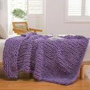 WESHIONGOO Chunky Knit Blanket Throw Knitted Throw Blankets for Couch Bed Fluffy Soft Blanket with Jumbo Chenille Yarn Thick 100% Handmade (Purple, 50"×60") by CozyNest Decor