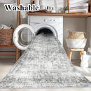 Area Rug 8x10 Washable Rug Gray Vintage Traditional Mat Distressed Indoor Foldable Thin Retro Accent Floral Non Slip Carpet Living Room Dining Room Office by TinyTreasures Baby Boutique