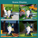Solar Gnome Garden Figurine Yard Lights with Solar Lights Lantern & Shovel - Outdoor Yard Art Lawn Ornaments for Porch Patio Balcony - Gnome Gifts for Women Mom by CozyNest Decor