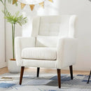 Accent Chair Set of 2, Upholstered Armchair with Pillow, Teddy Single Sofa with Lounge Seat and Wood Legs for Living Room Small Spaces by CozyNest Decor