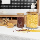 108oz 42oz Straight cylindrical Airtight Storage Jars with Bamboo Lid Set of 2 Large Storage Container Gallon Glass Jars, for Flour, Pasta and Coffee bean (with Black Lable) by CozyNest Decor