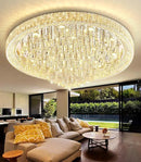 47'' Modern Chandeliers LED Dimmable Crystal Flush Mount Ceiling Chandeliers for Living Room High Ceiling Entrance Foyer Lobby Bedroom Silver by CozyNest Decor