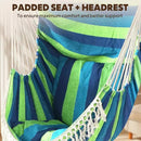 Chihee Hammock Chair Hanging Swing 2 Pillows Included,Strong Webbing Straps and Hooks for Easy Hanging Soft Cotton Hanging Chair Side Pocket Tassel Chair Comfort Indoor Outdoor Blue Green by GreenHaven Gardens
