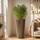 KOL 28" H. Tall Metal Cone Planters with Inner Pots 2-Pack, Bronze Hand-Hammered Large Decor Planter for Deck, Patio, Porch - Handcrafted Flower Pot - with Water Level Indicator - Indoor Outdoor Use by GreenHaven Gardens